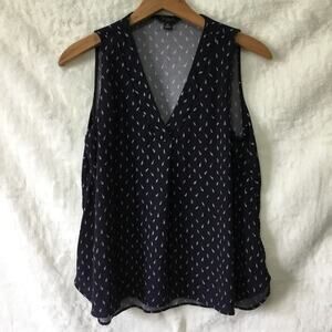Ann Taylor Black Sleeveless Floral Top